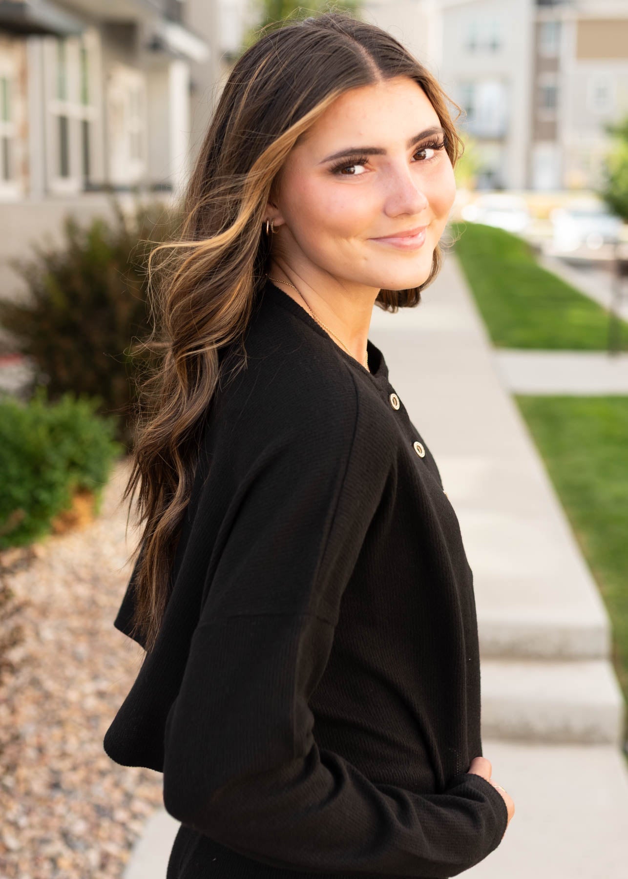 Marion Black Textured Top