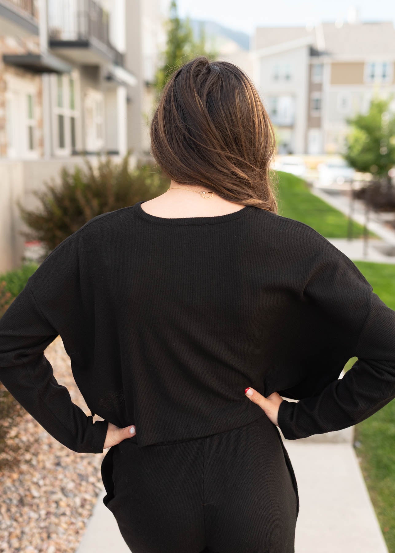 Marion Black Textured Top