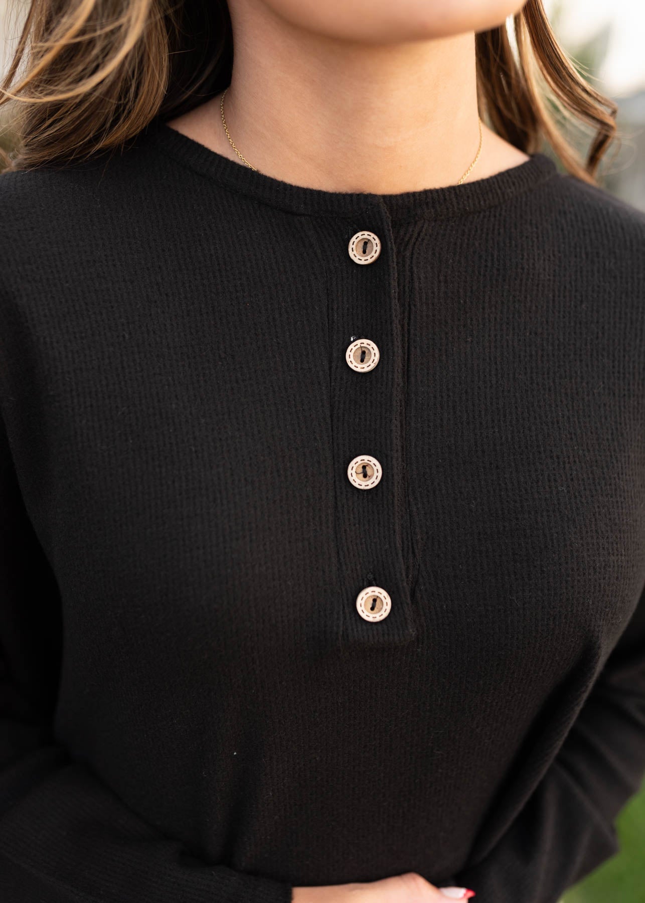 Marion Black Textured Top