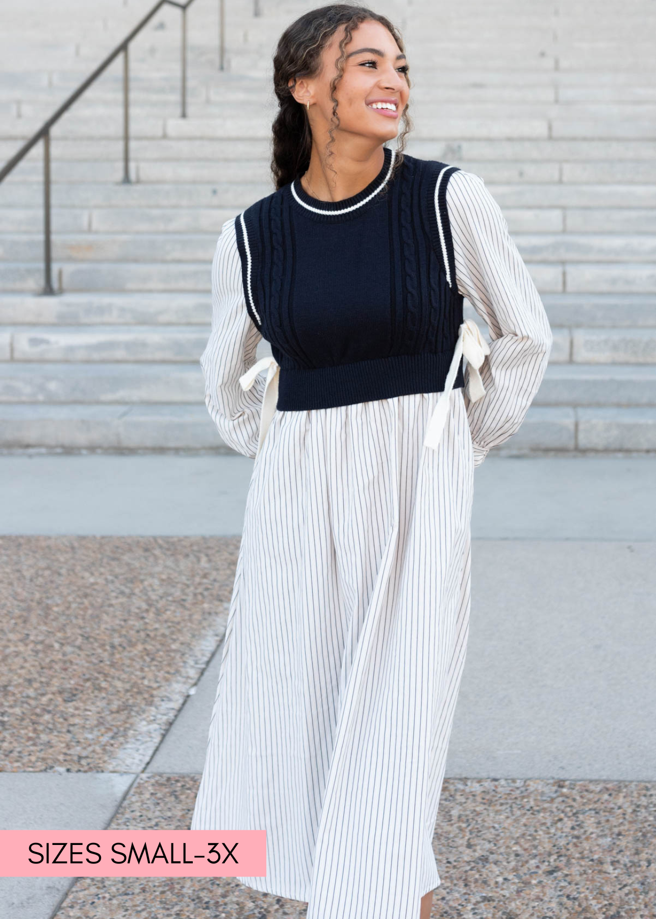 Marlie Navy Knit Sweater Dress