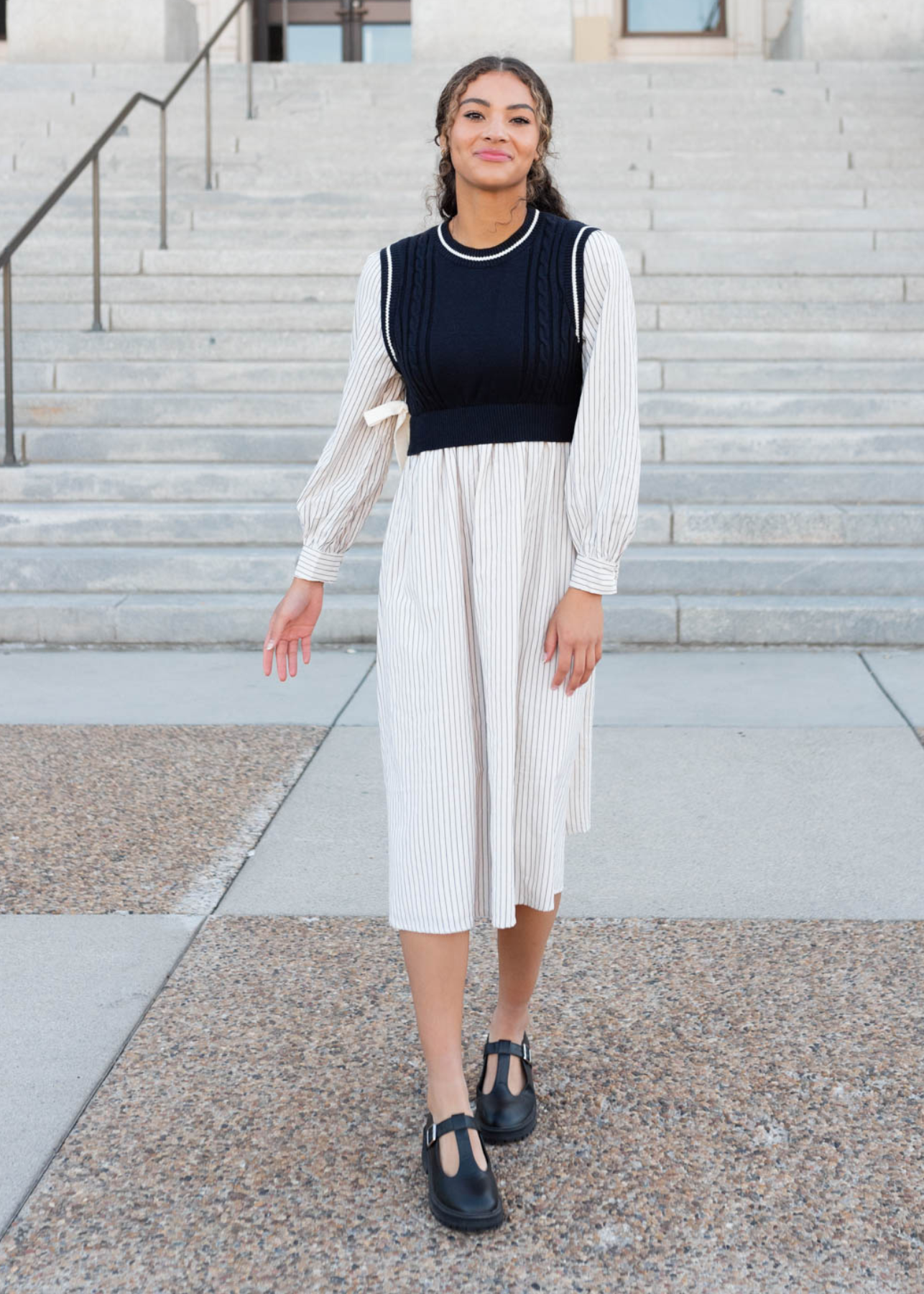 Marlie Navy Knit Sweater Dress