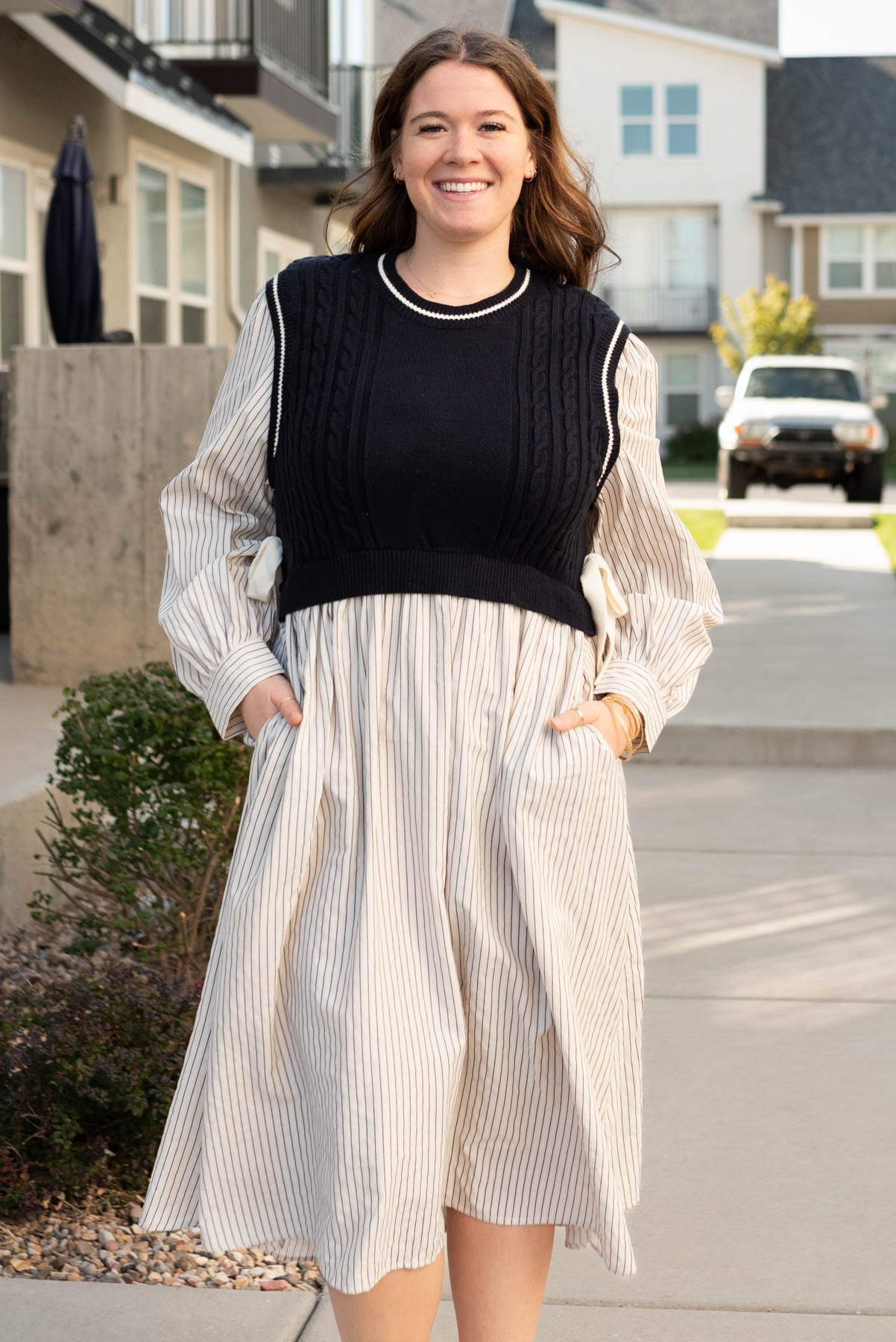 Marlie Navy Knit Sweater Dress