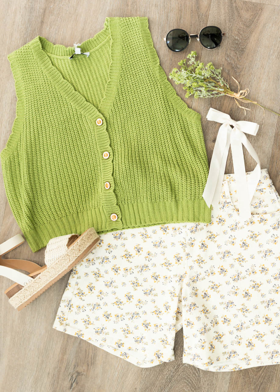 Matilda Green Button Up Vest