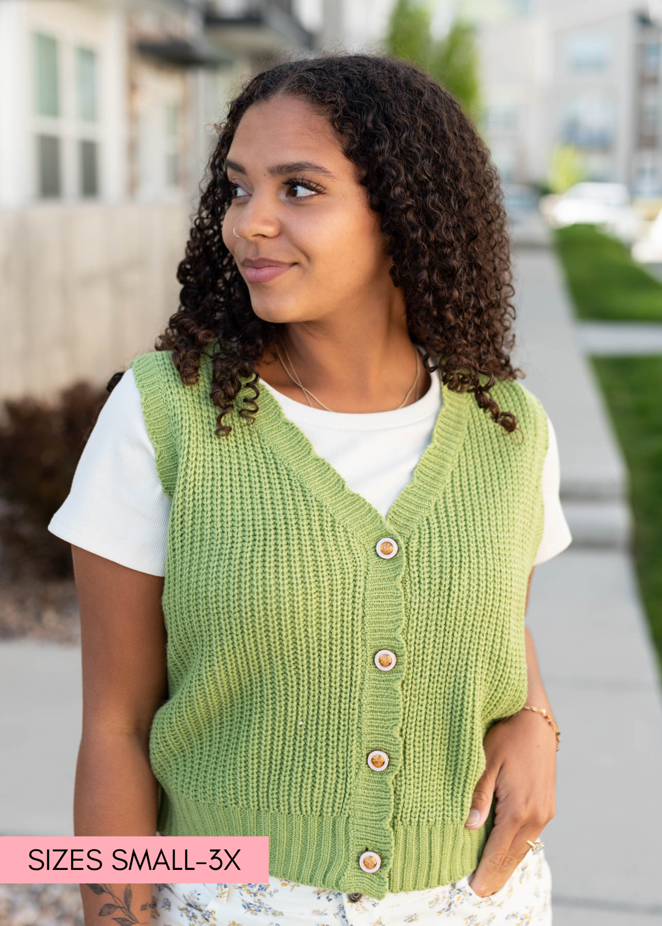 Matilda Green Button Up Vest
