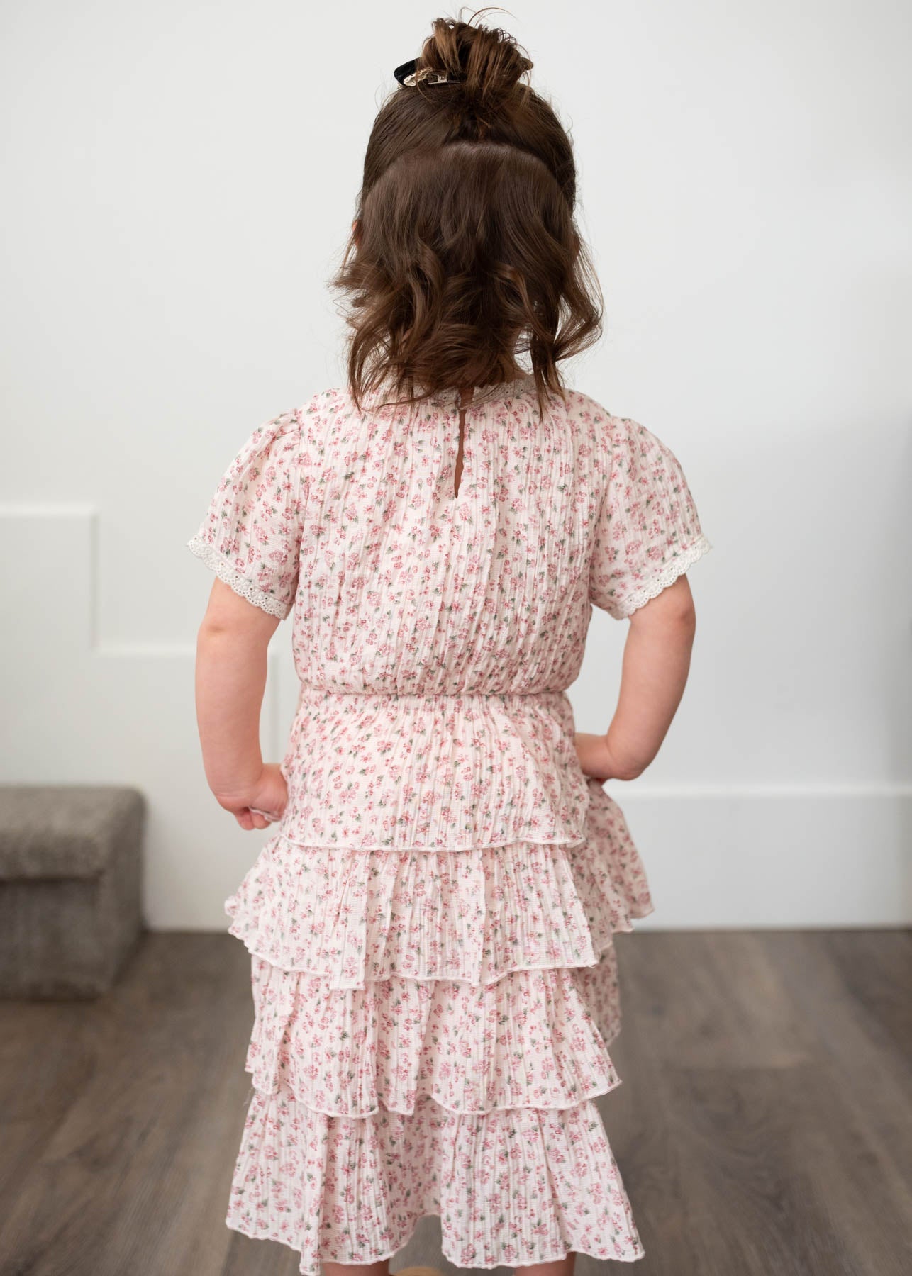 Mira Blush Rose Tiered Ruffle Little Girl Dress