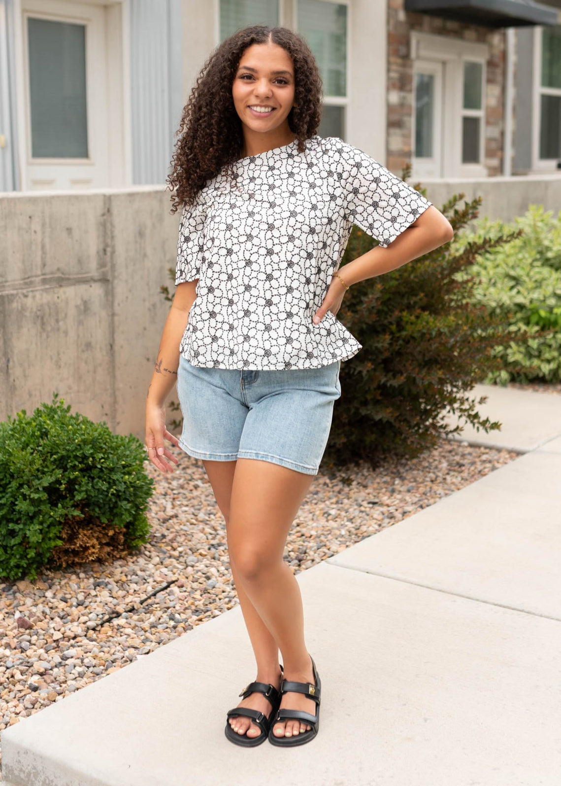 Myra Black Floral Embroidered Shirt