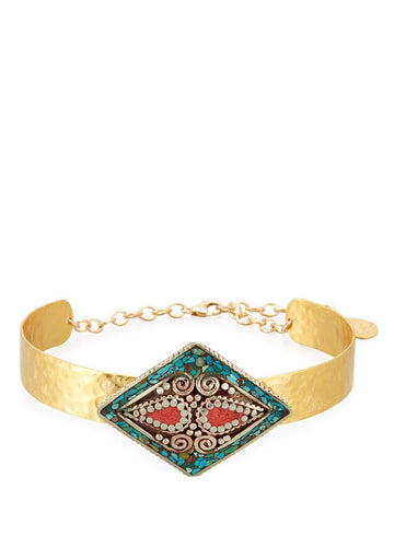 Turquoise Coral Ethnic Medallion Choker