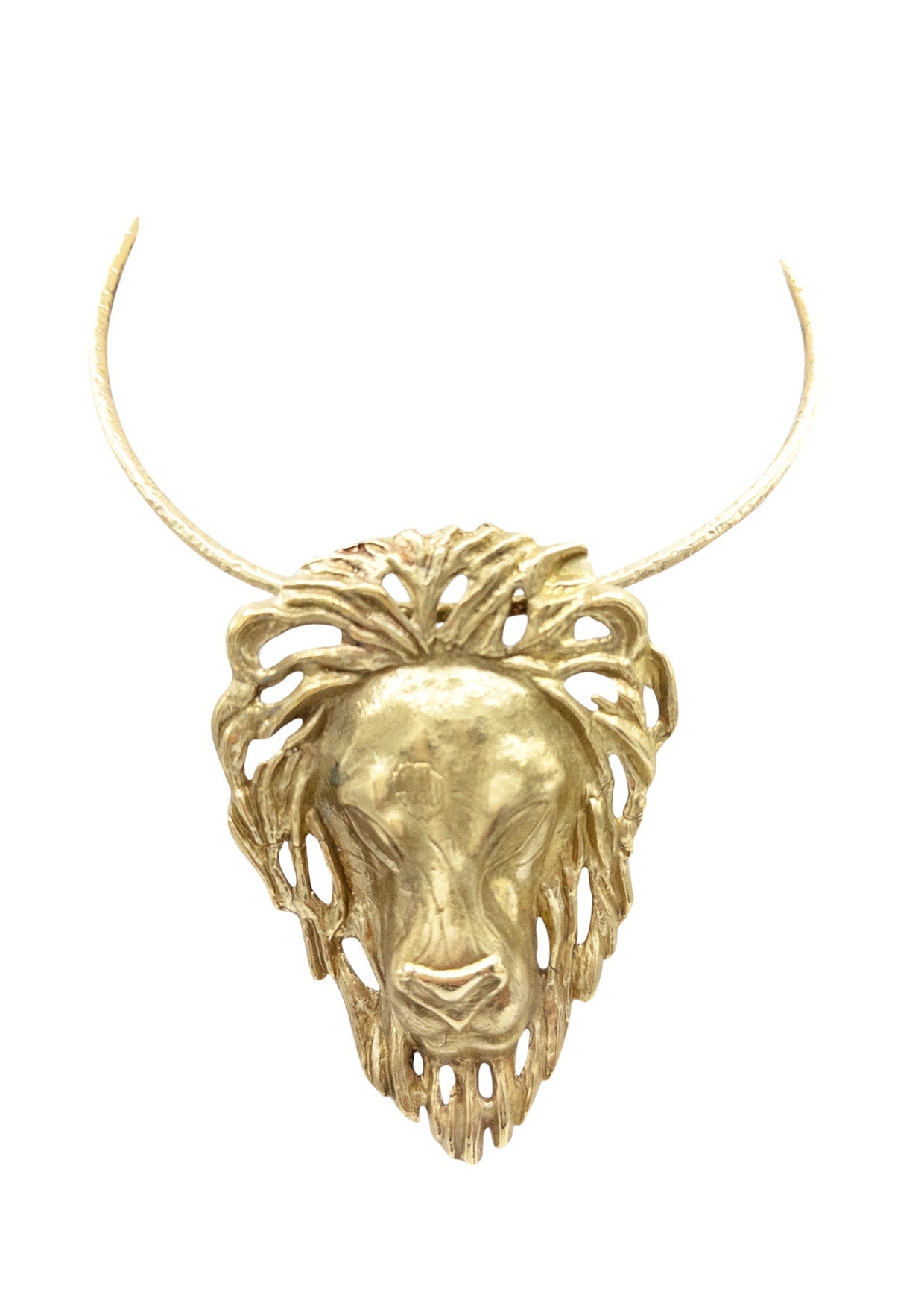 Lion Pendant Gold Bar Necklace