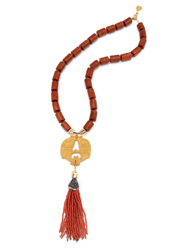 Red Coral Jade Ethnic Pendant Necklace