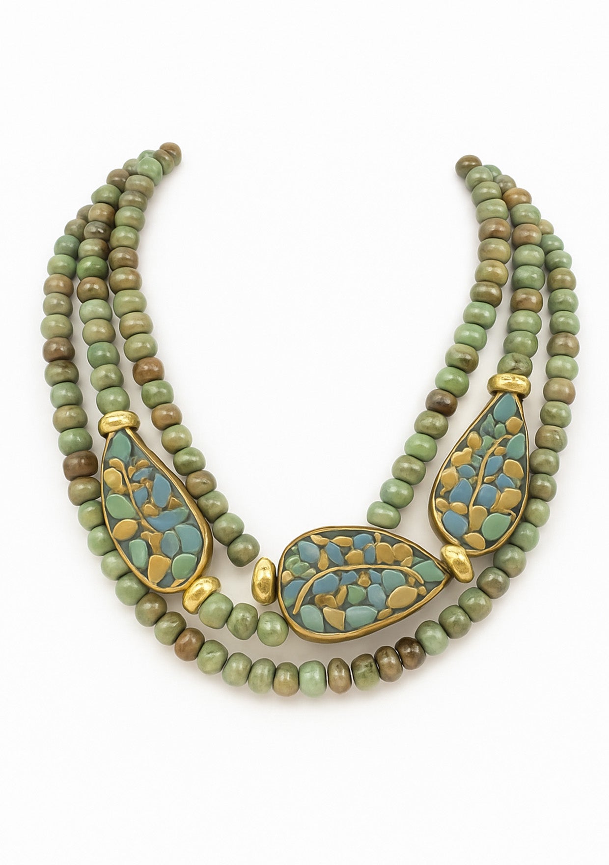 Multi Strand Green Turquoise Necklace