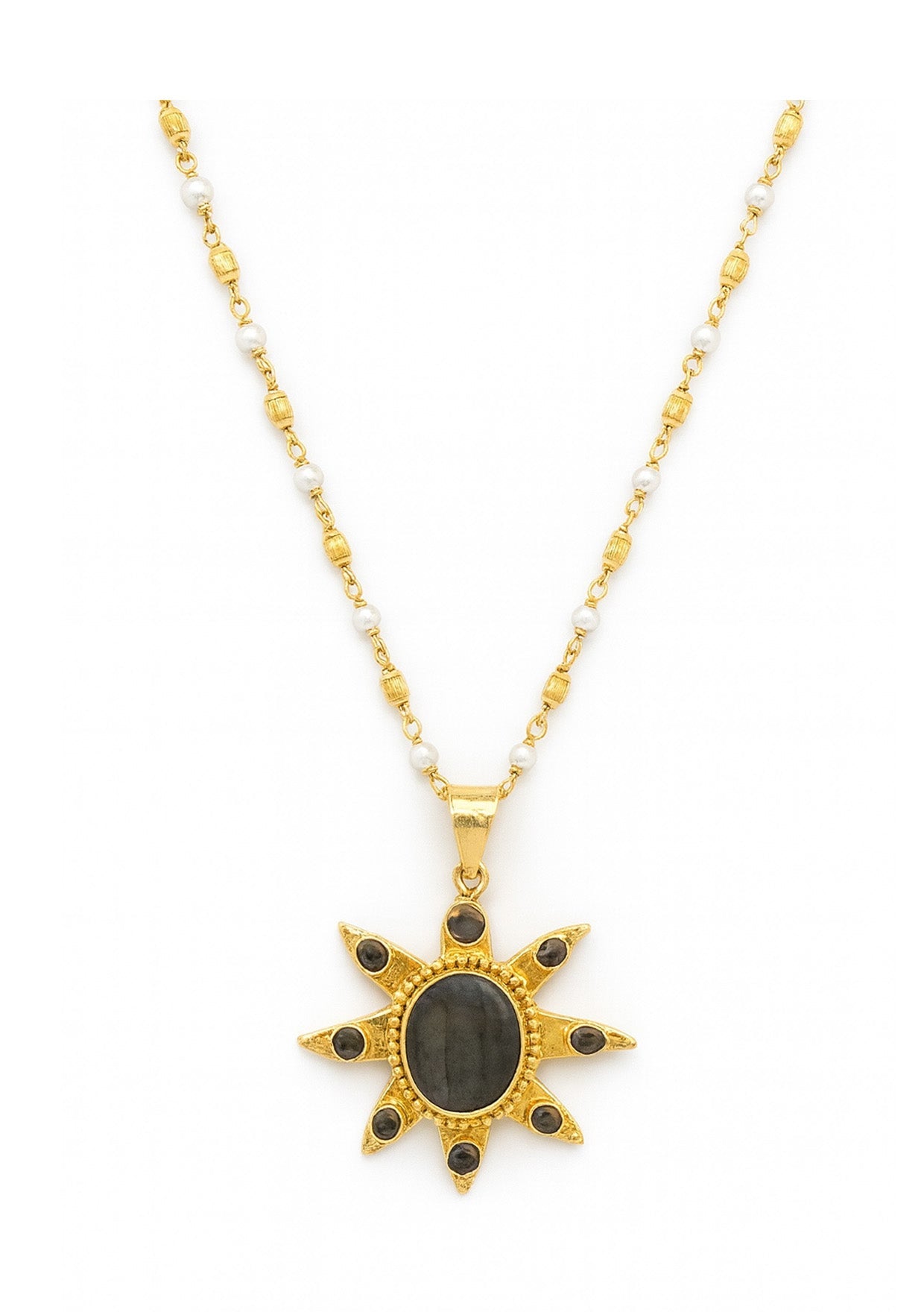 Labradorite Gold Pendant Necklace