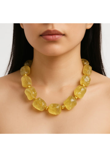 Raw Yellow Quartz Necklace