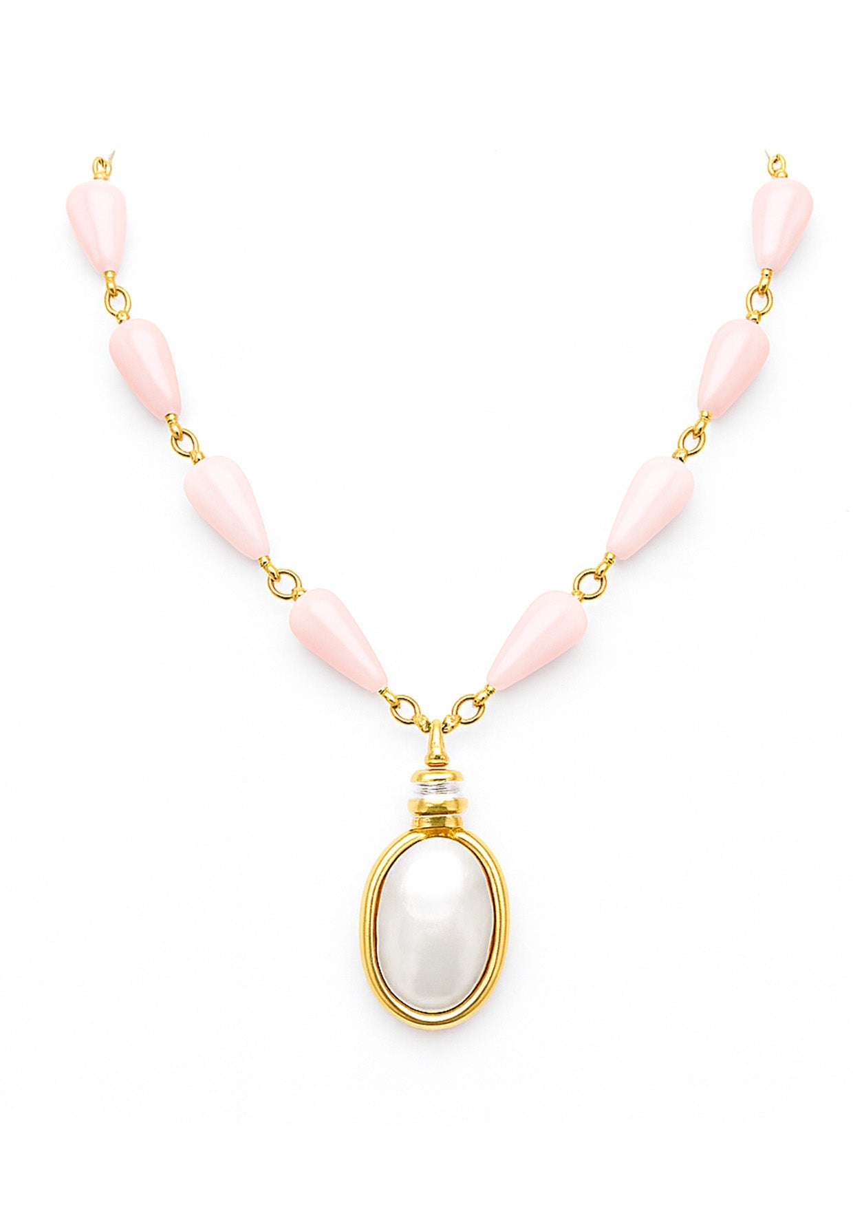Pink Gold and Pearl Pendant Necklace
