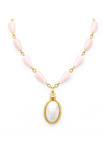 Pink Gold and Pearl Pendant Necklace