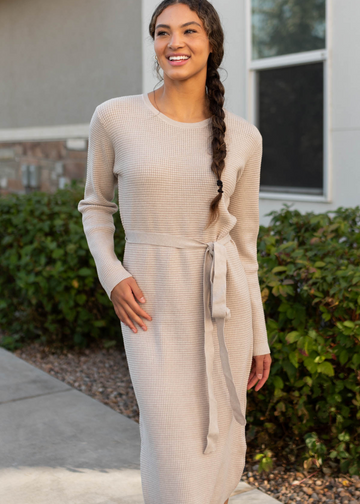 Nicoletta Stone Waffle Sweater Dress