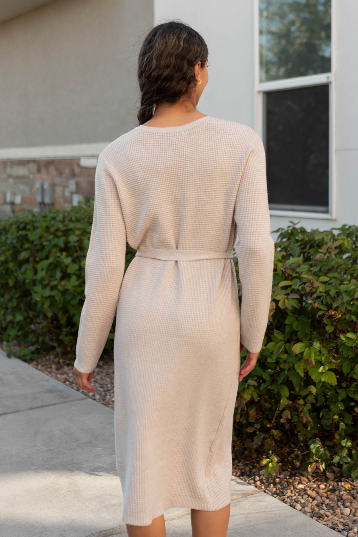 Nicoletta Stone Waffle Sweater Dress