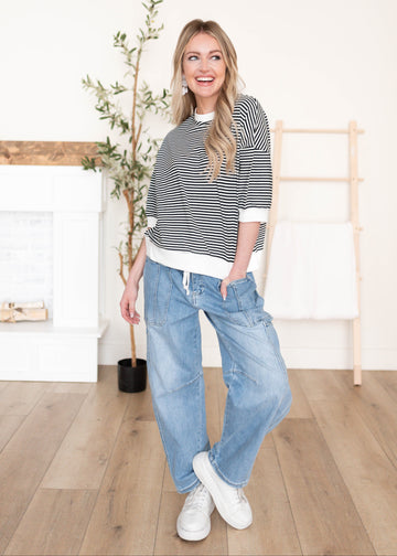 Oaklynn Black Stripe Top