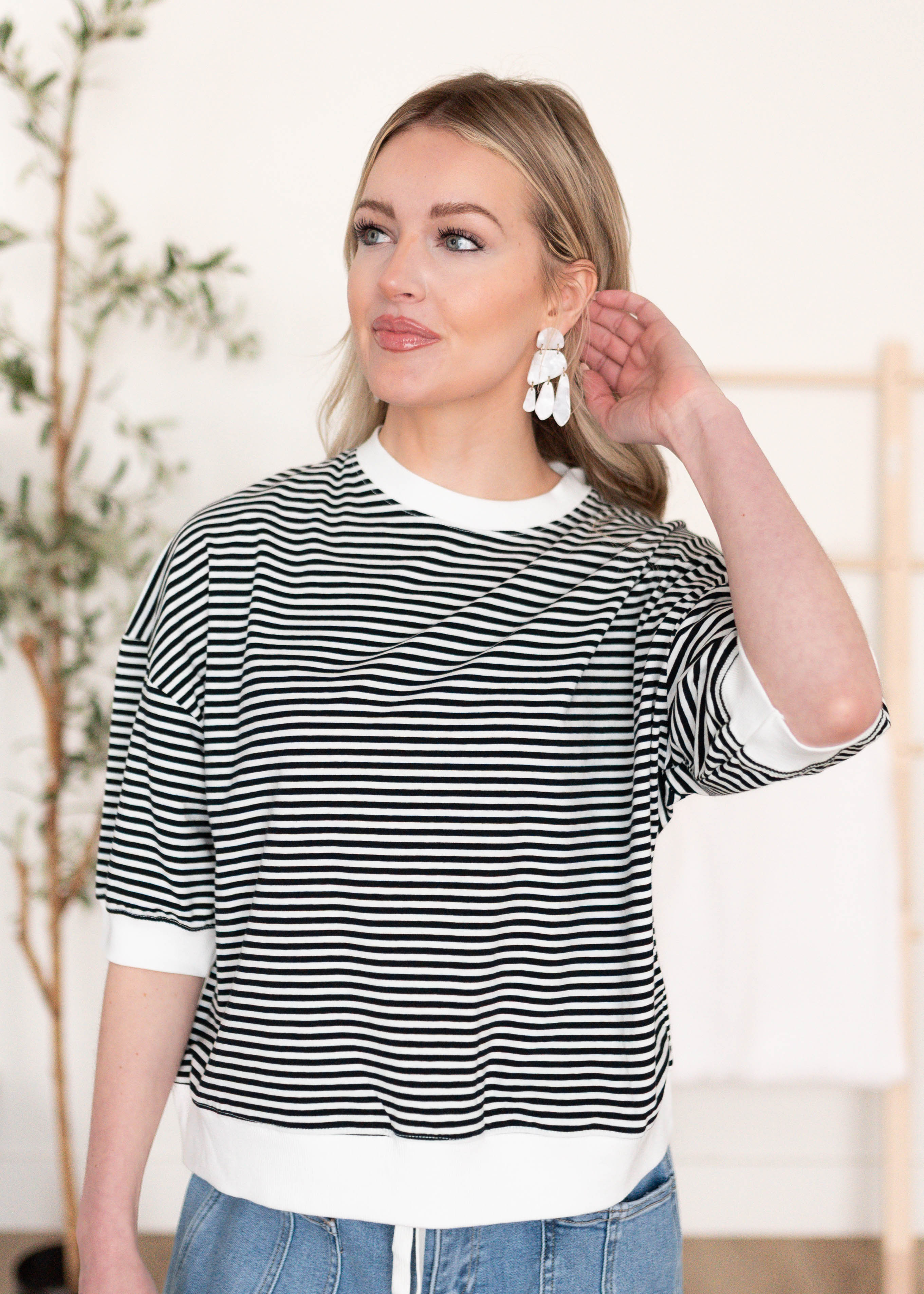 Oaklynn Black Stripe Top