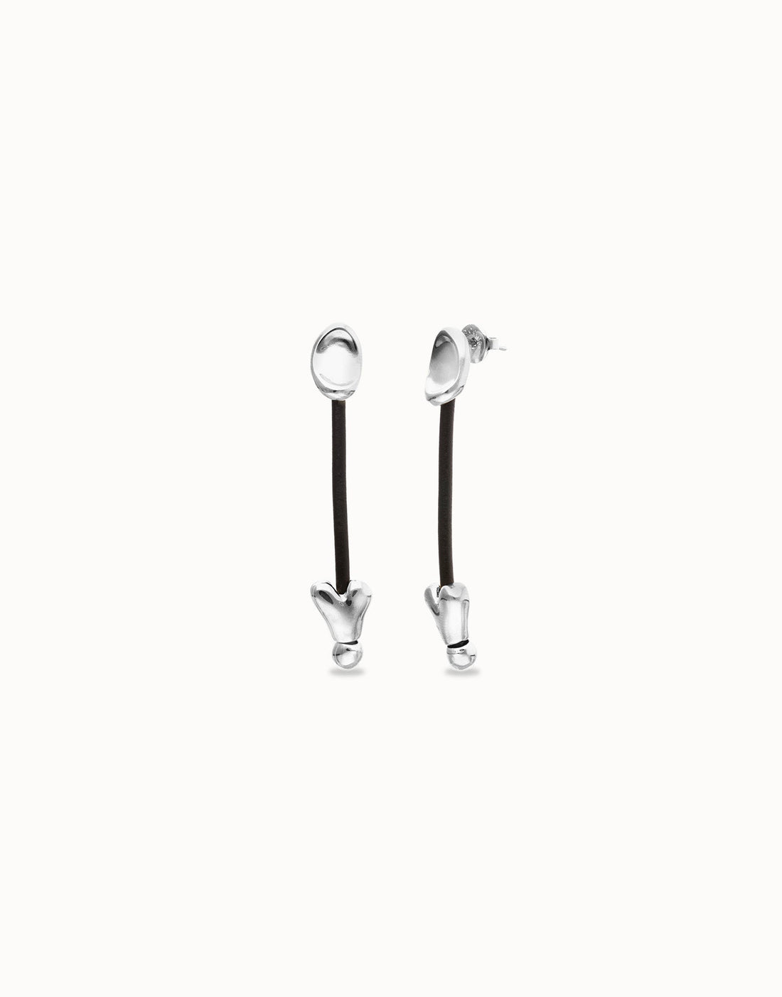 Drop Earrings with Leather and Chained Hearts