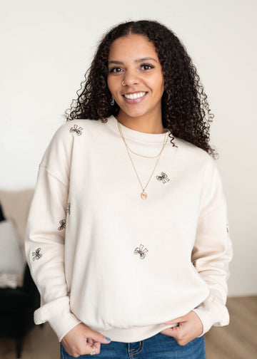 Peyton Cream Bow Pullover