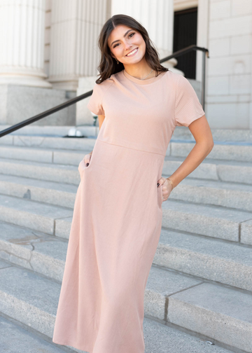 Raylee Taupe Ribbed Dress