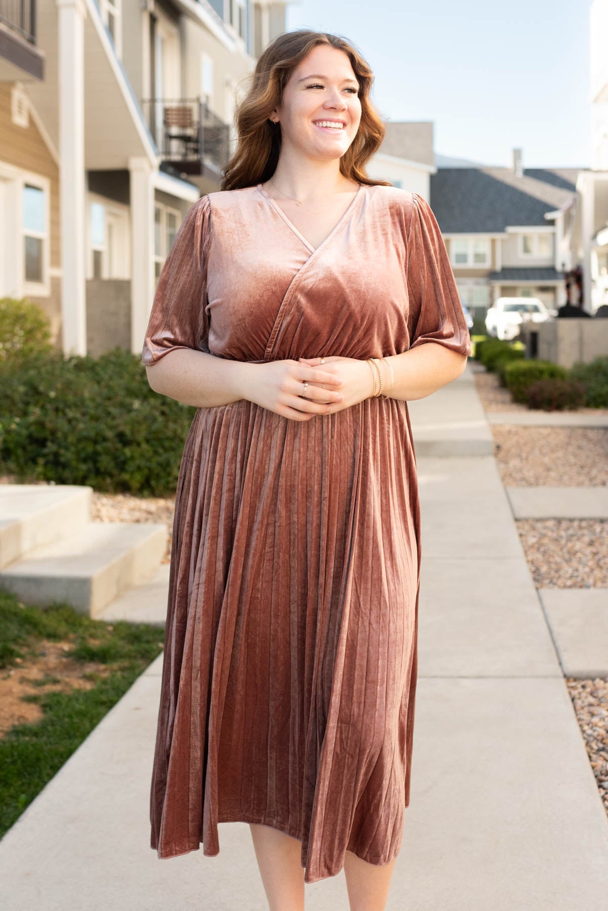 Reannah Dusty Rose Velvet Dress