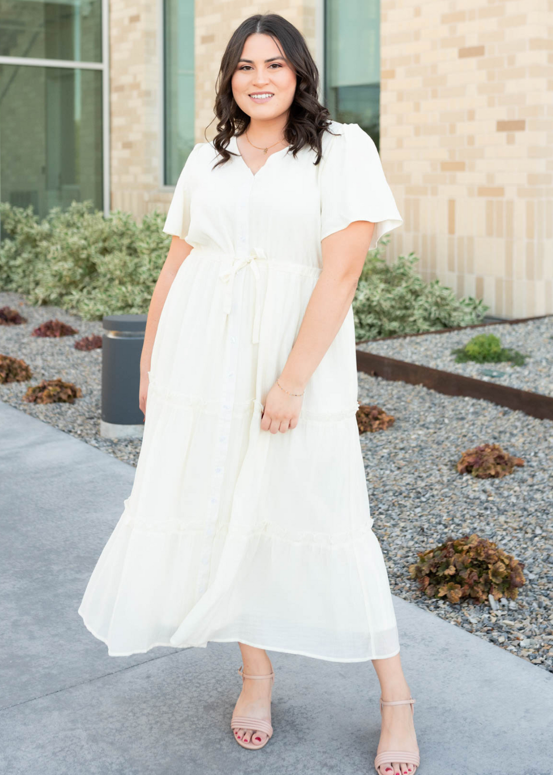 Rebekah Cream Button Down Dress