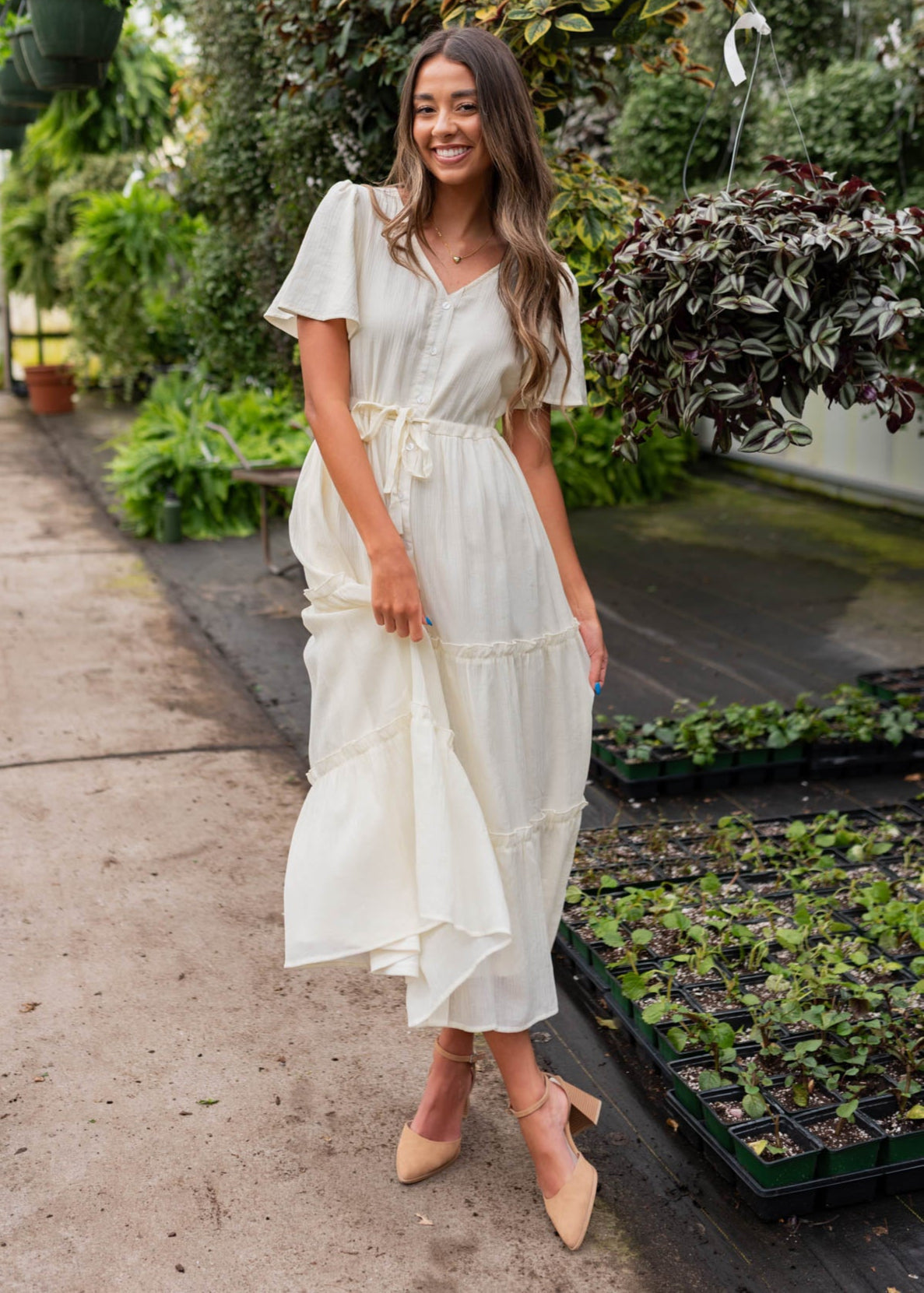 Rebekah Cream Button Down Dress