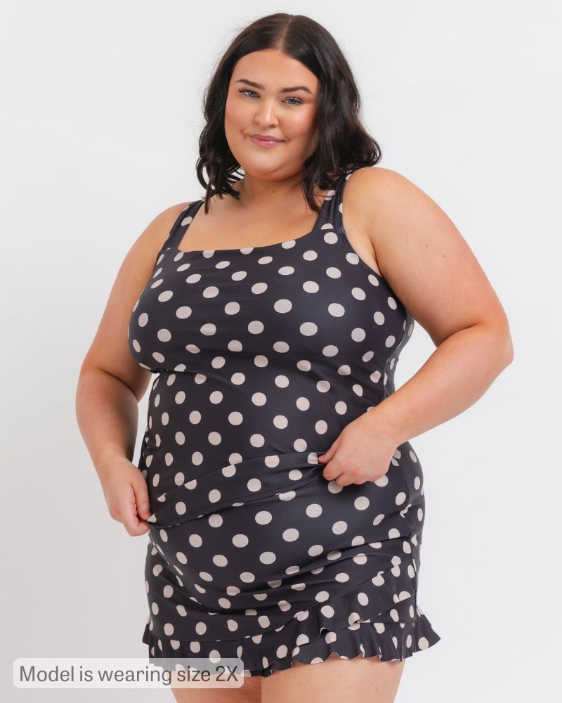 Retro Dot Square Neck Tankini Top