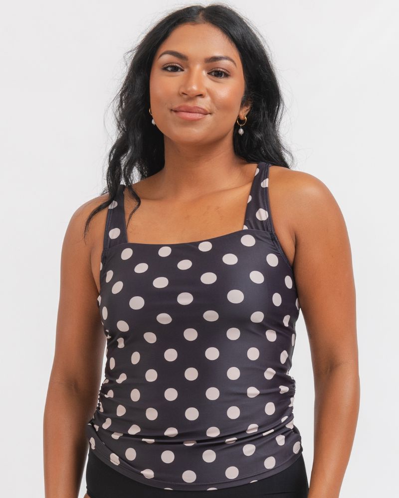 Retro Dot Square Neck Tankini Top