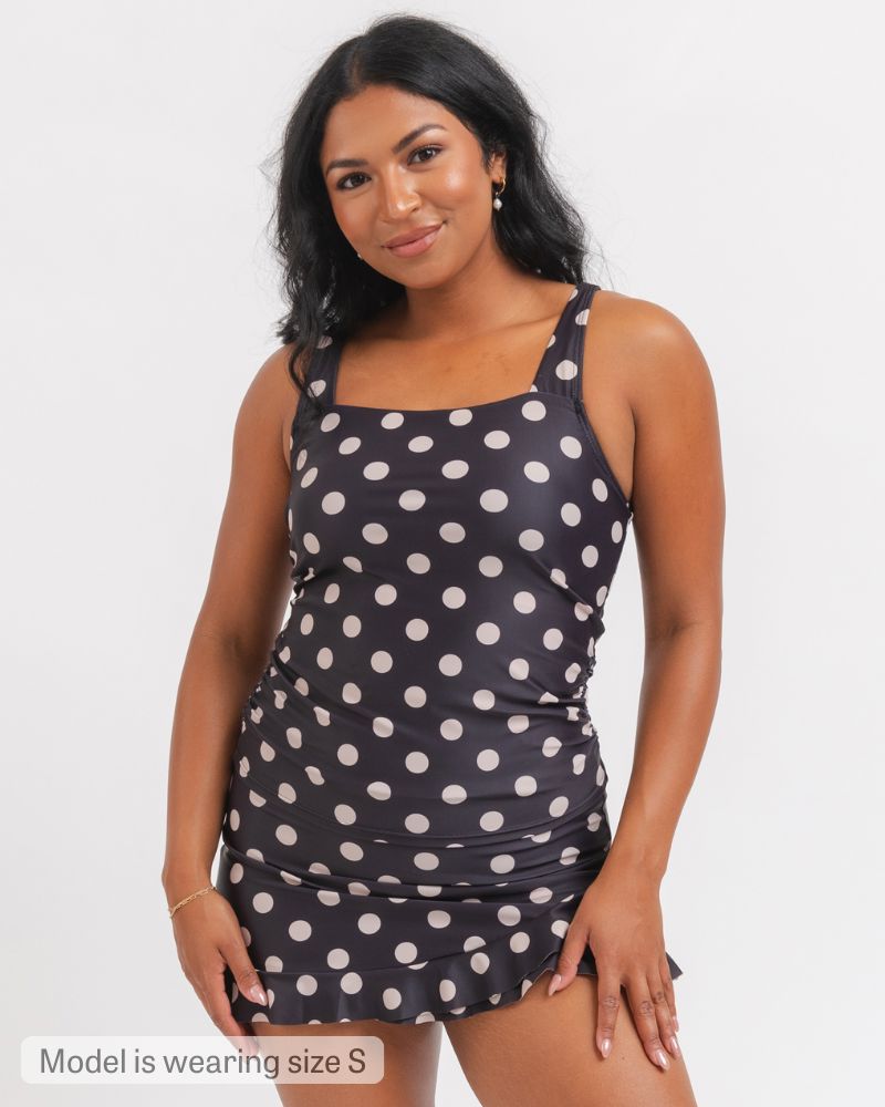 Retro Dot Square Neck Tankini Top