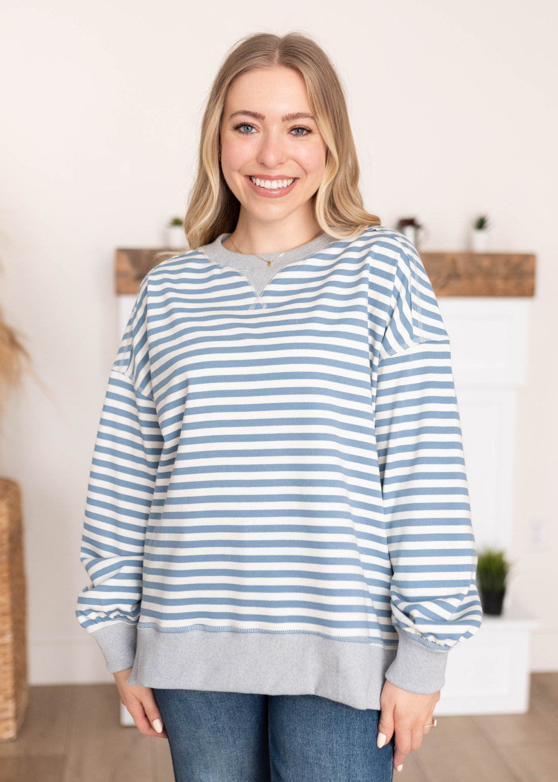 Sara Blue Stripe Pullover