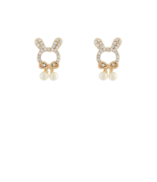 Charming Pearl Bunny Earrings (Clear/Cream)