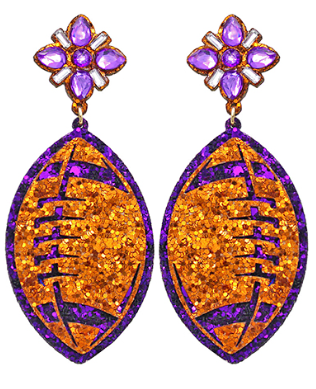 Gameday Glitter Football Ball Earrings