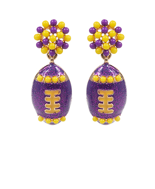 All Star Enamel Football Earrings