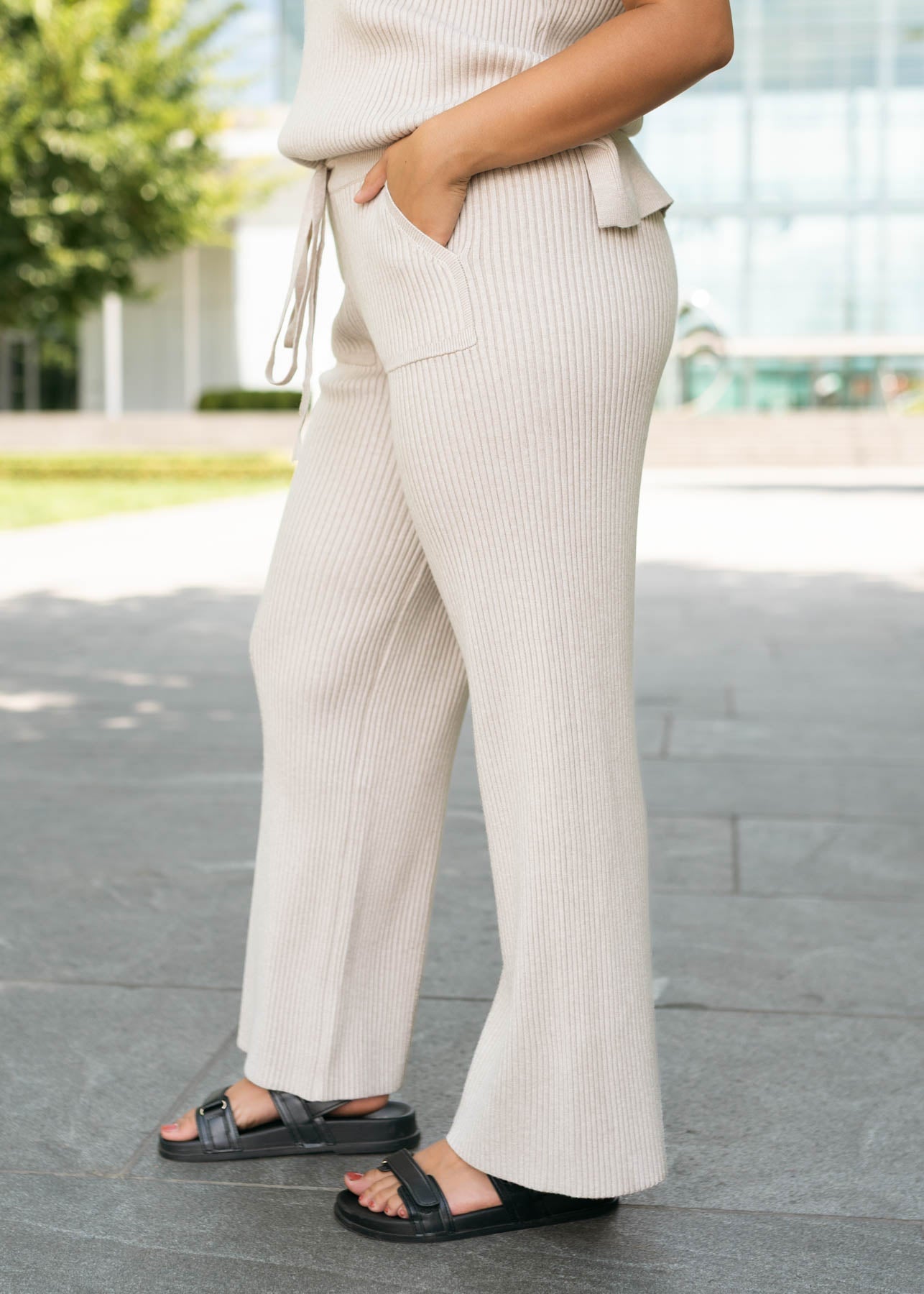 Selene Taupe Ribbed Bottoms