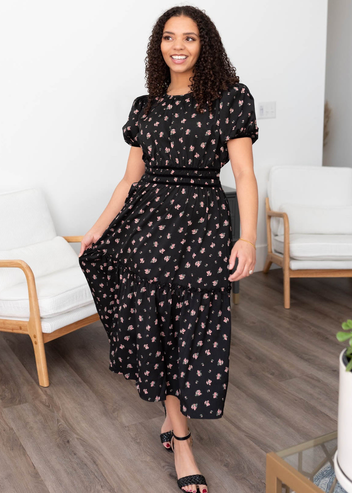 Sienna Black Floral Dress