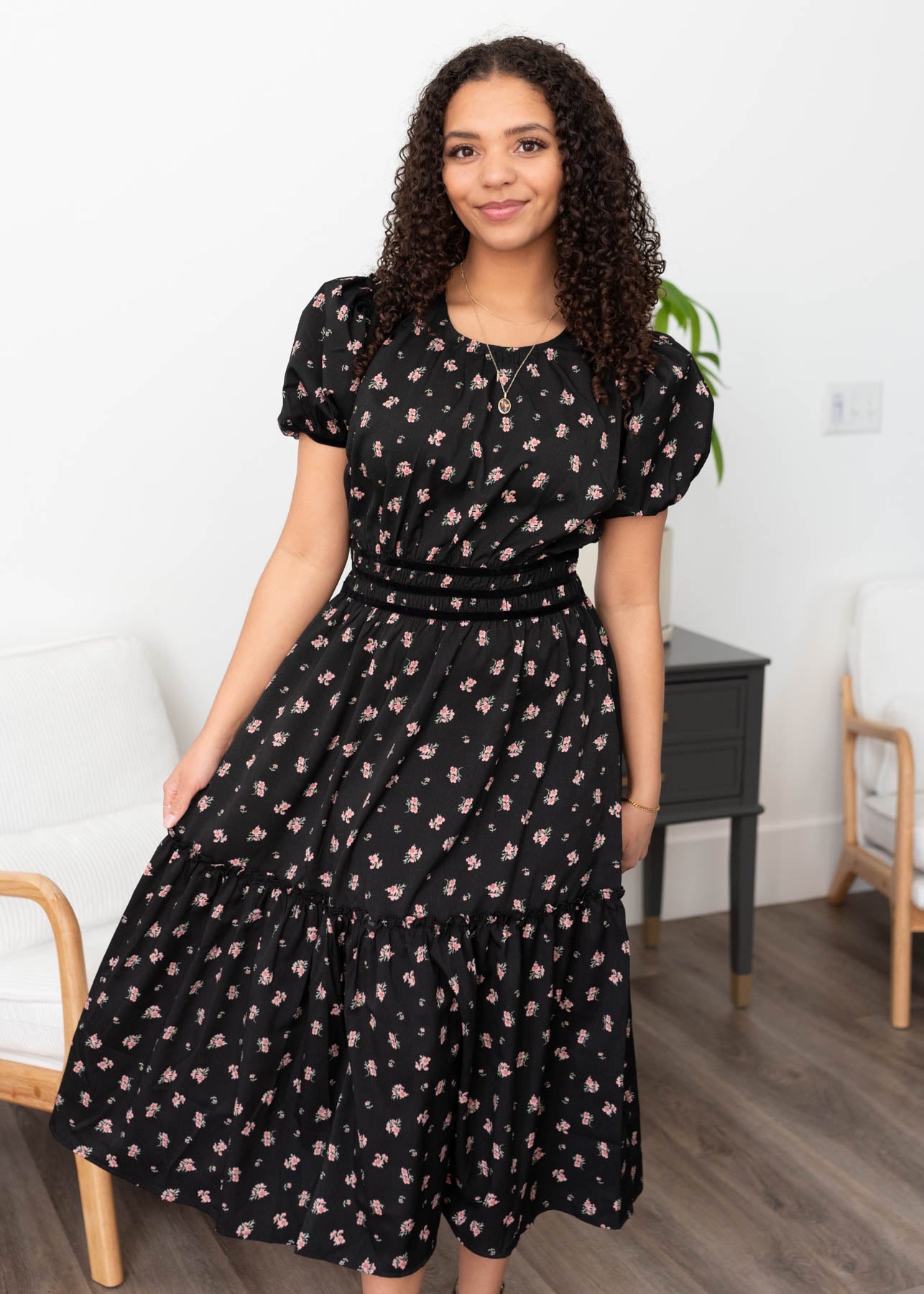 Sienna Black Floral Dress