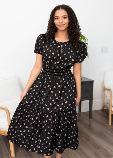 Sienna Black Floral Dress