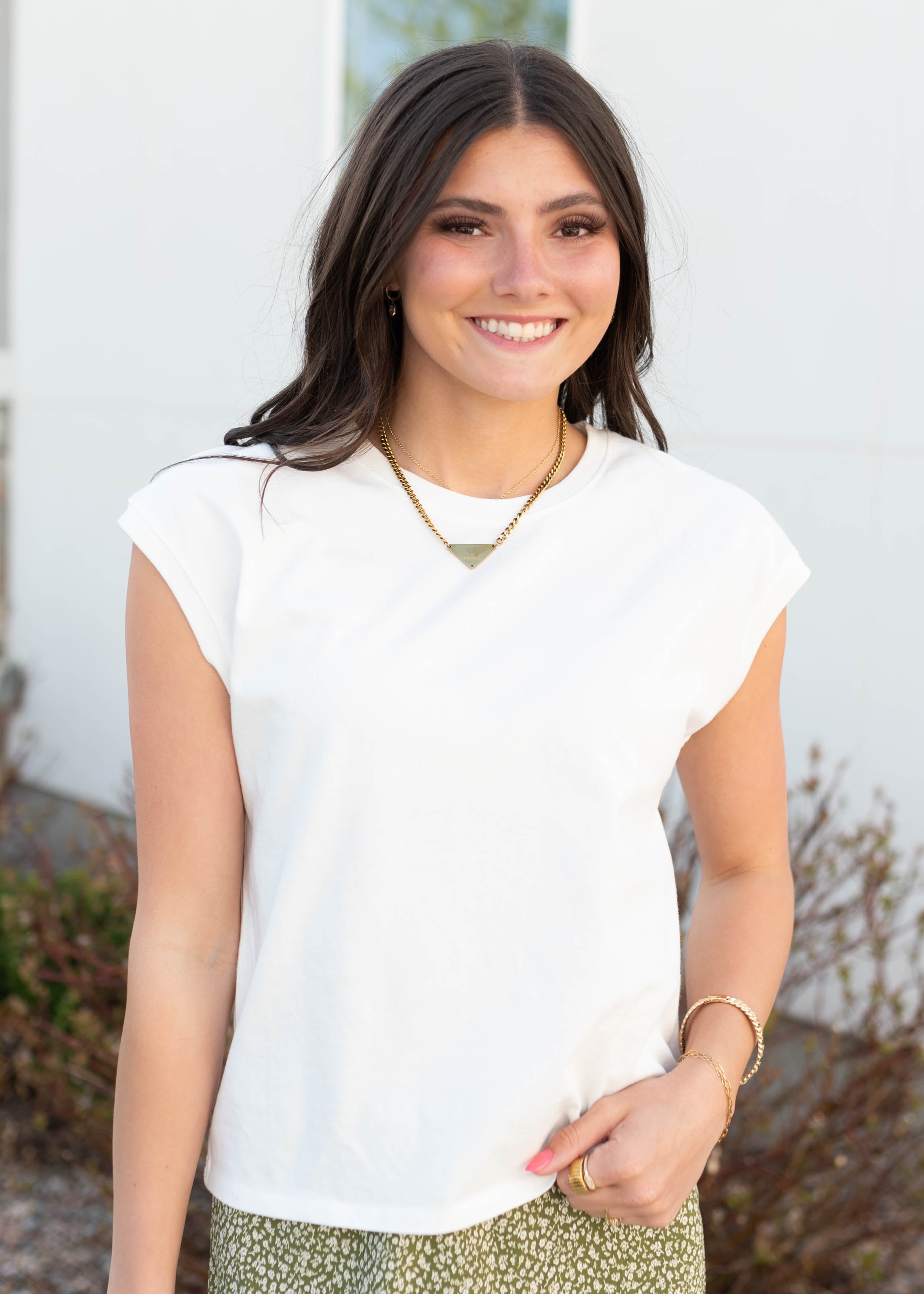 Tara White Short Sleeve Top