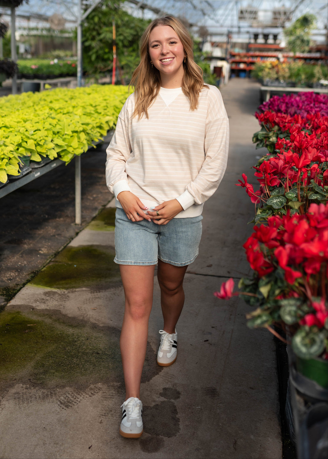 Tessa Beige Striped Pullover