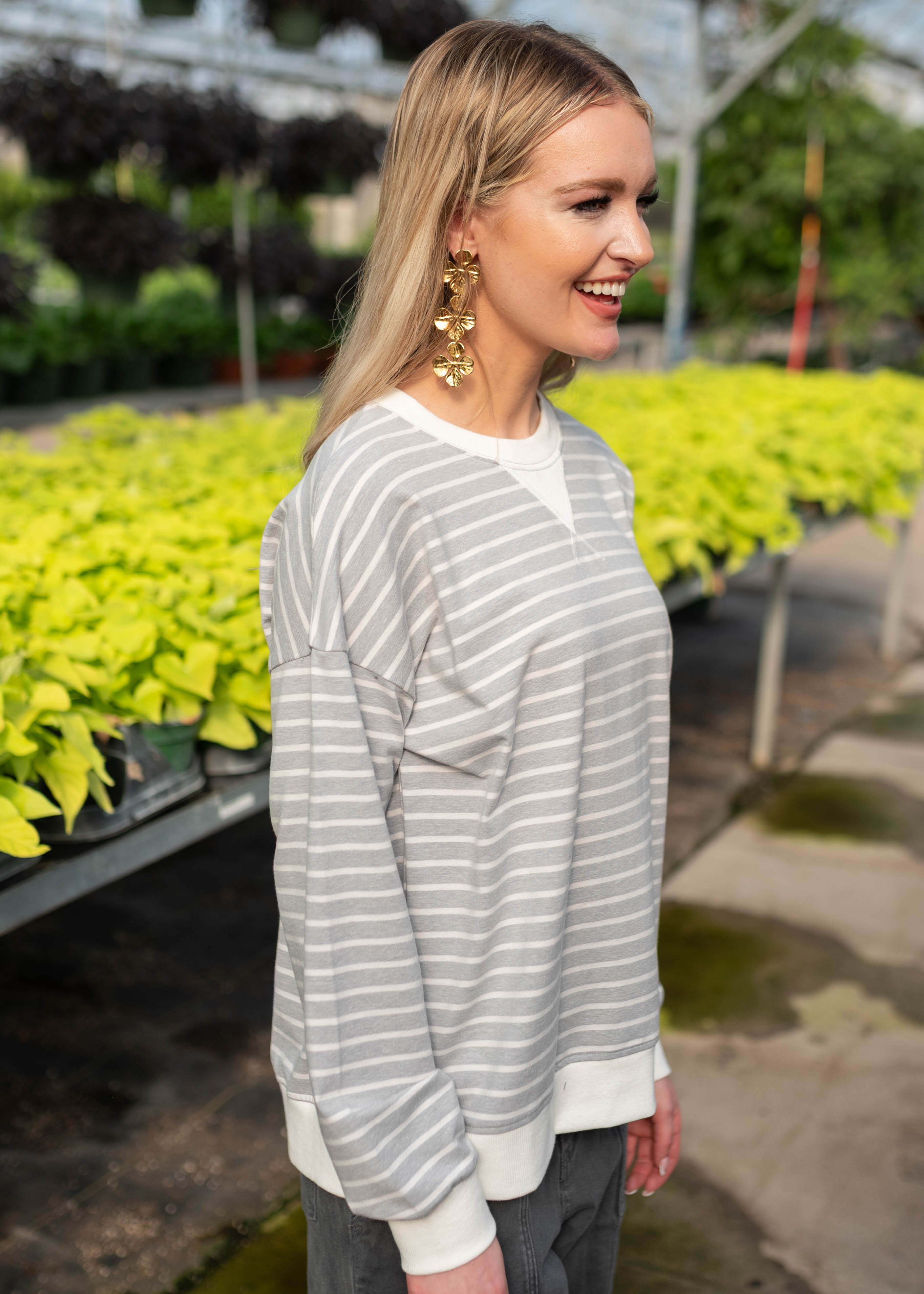 Tessa Grey Striped Pullover