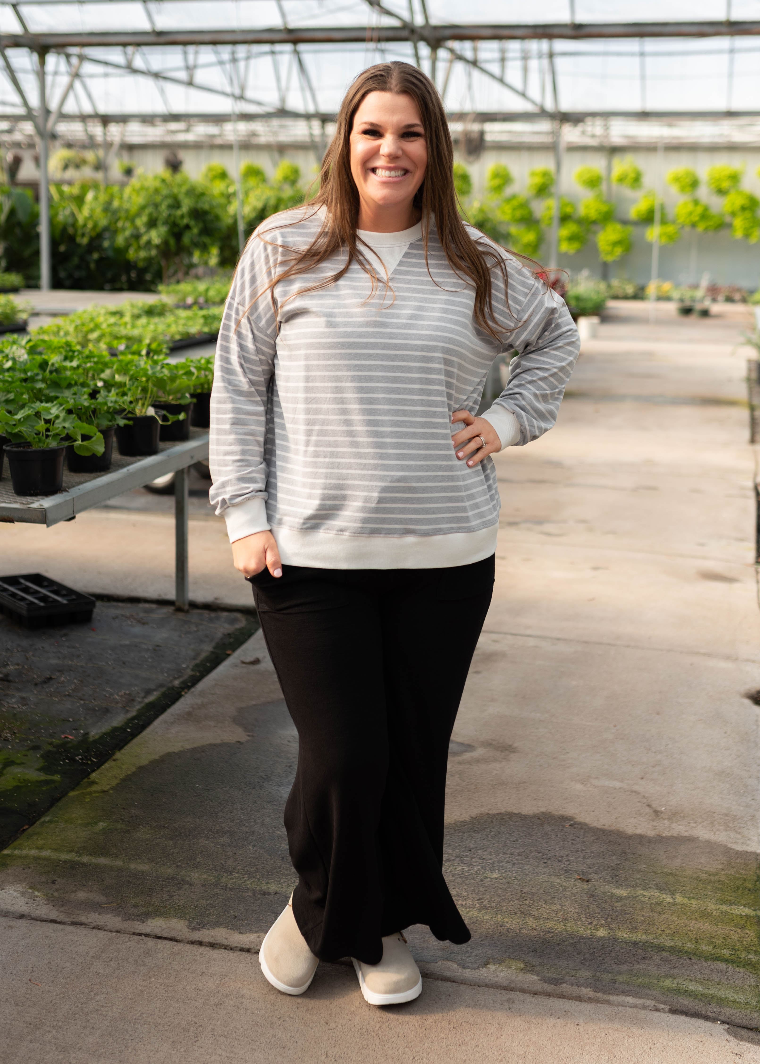 Tessa Grey Striped Pullover