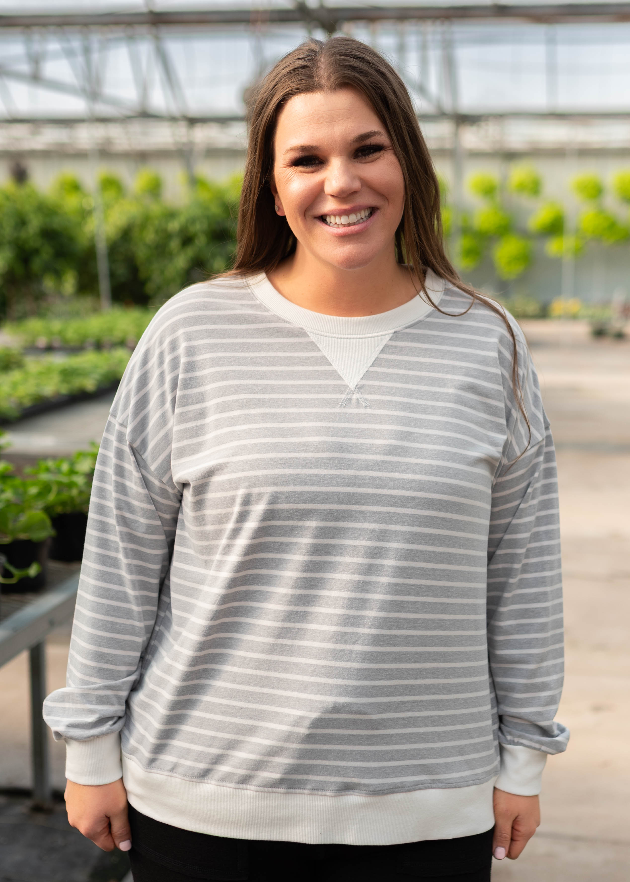 Tessa Grey Striped Pullover