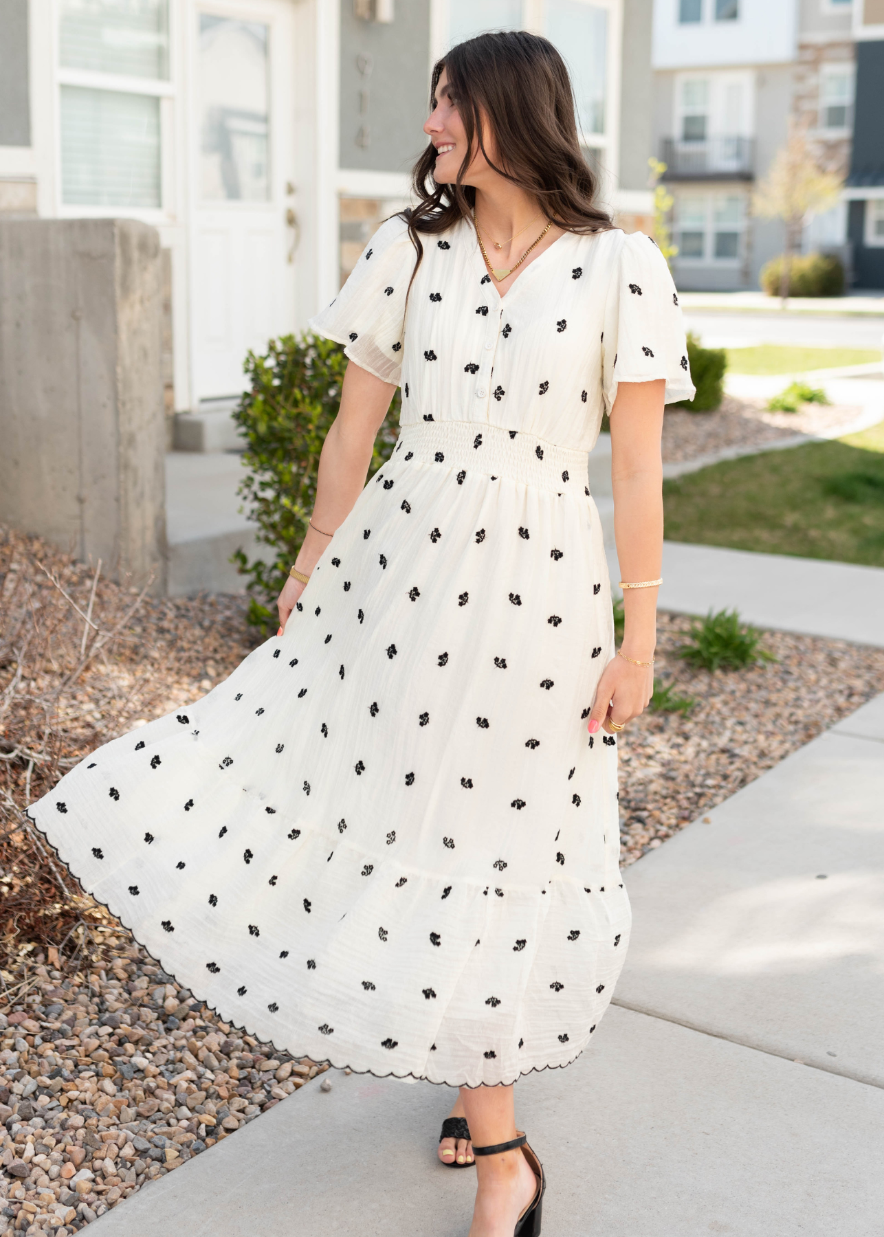 Viviana Ivory Embroidered Dress