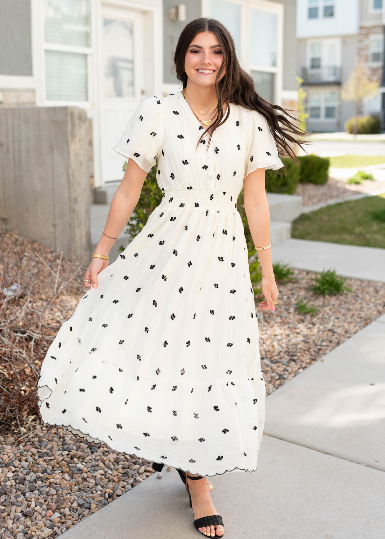 Viviana Ivory Embroidered Dress