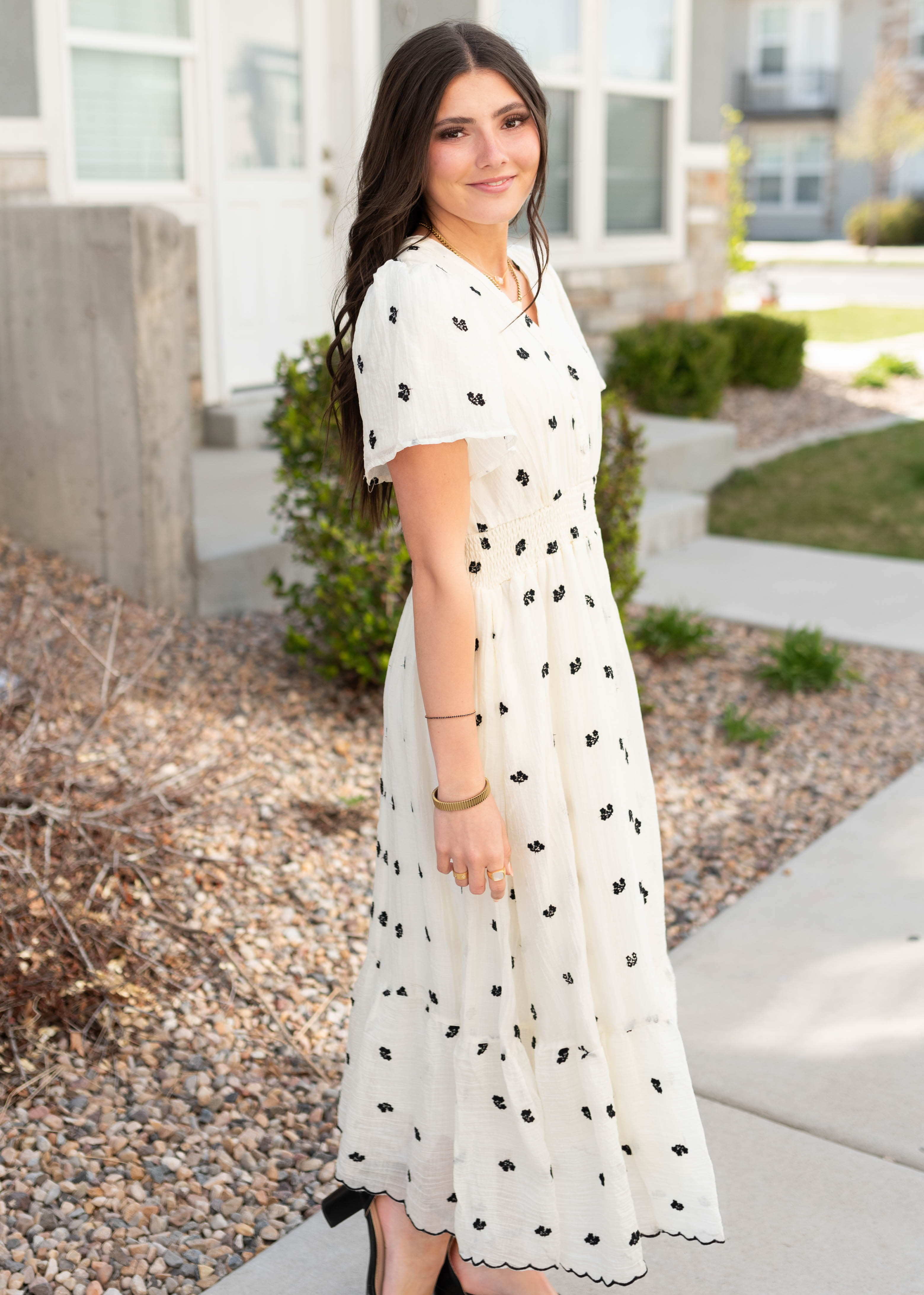 Viviana Ivory Embroidered Dress