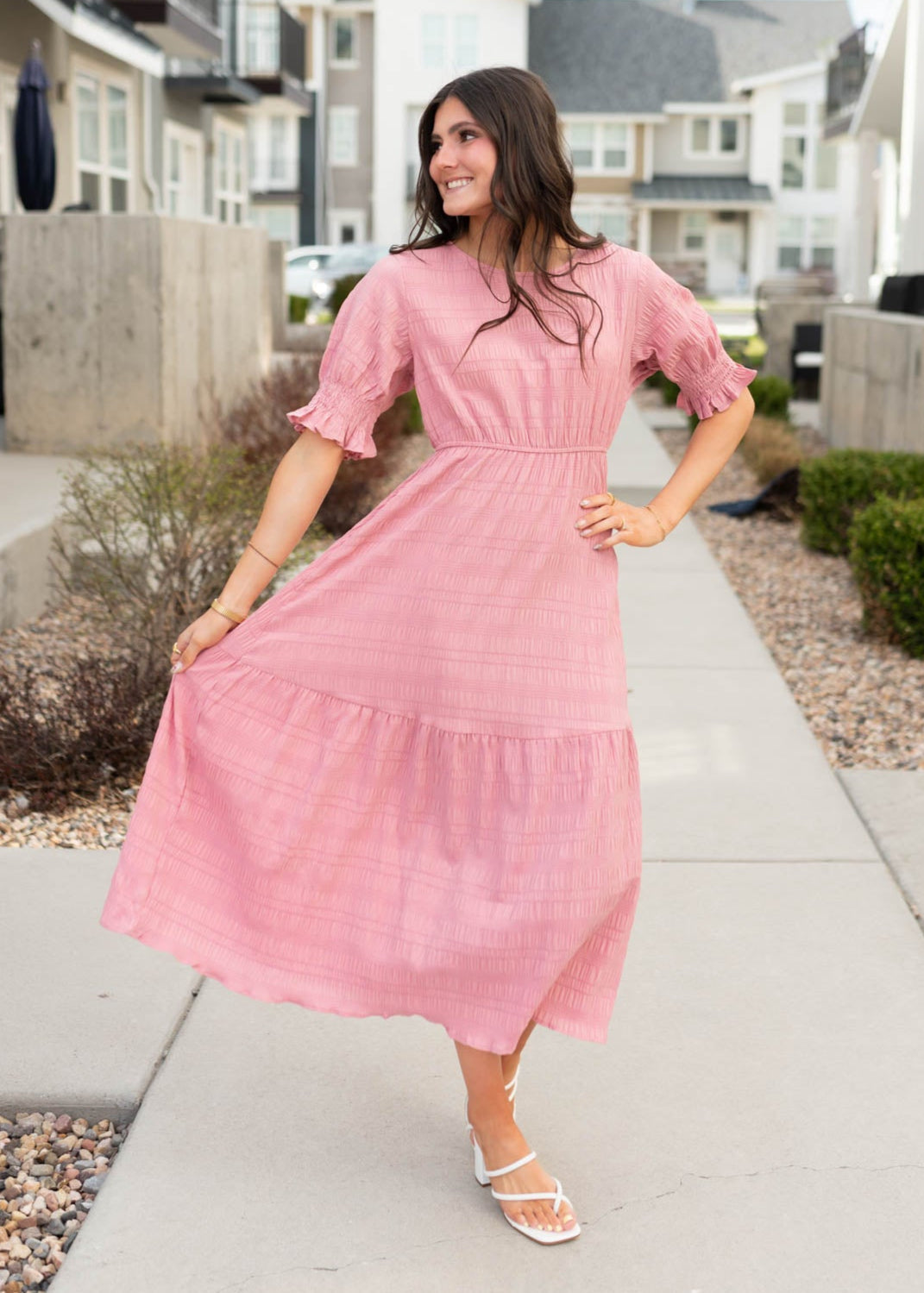 Zoey Dusty Pink Smocked Dress