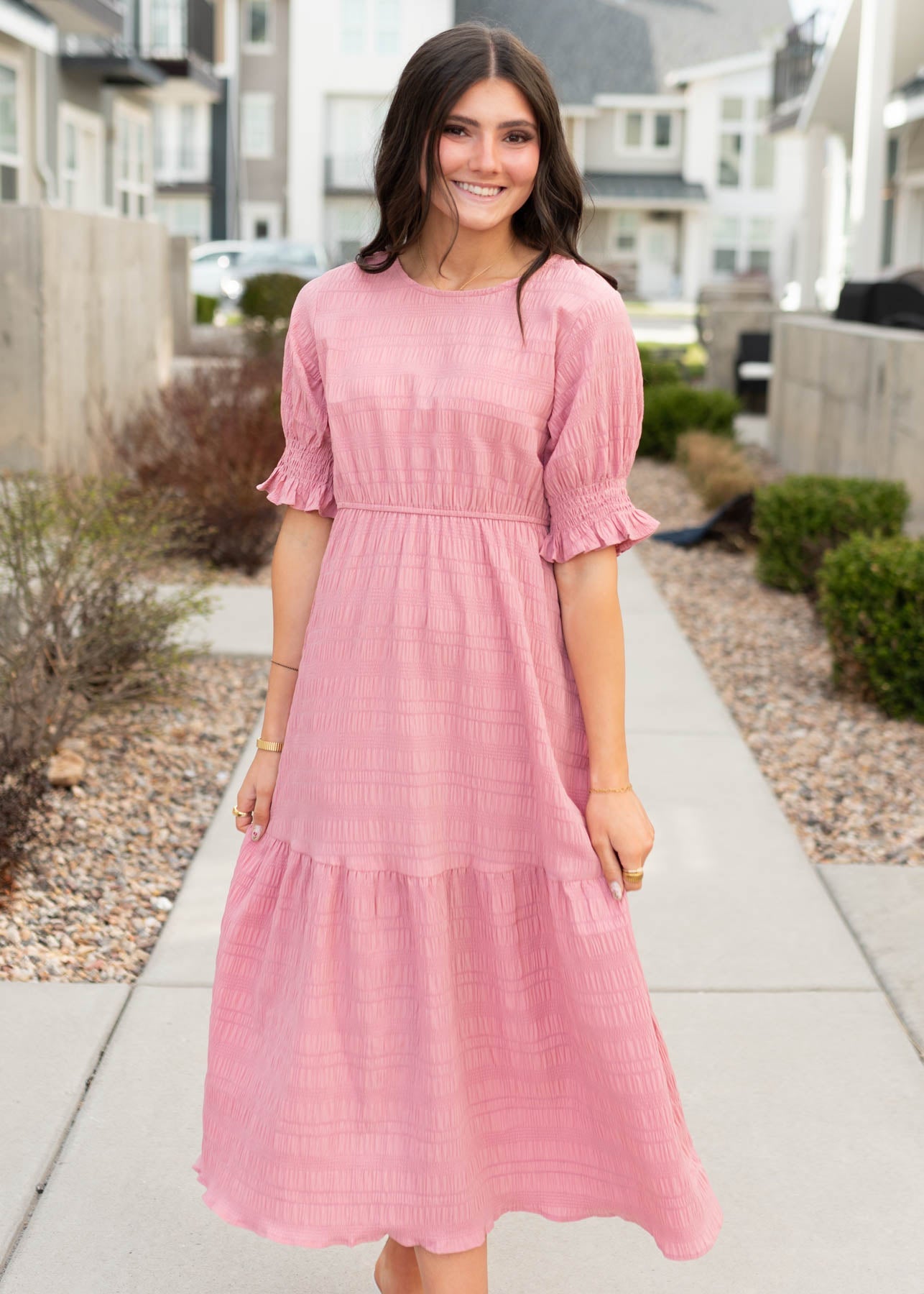 Zoey Dusty Pink Smocked Dress