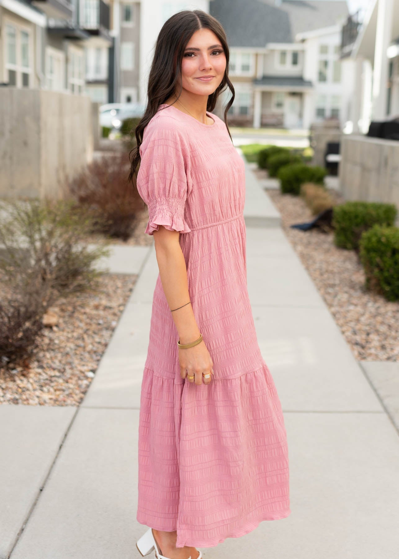Zoey Dusty Pink Smocked Dress
